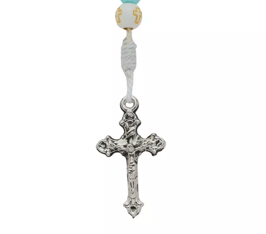 Kit Terço de Pulso de Nossa Senhora das Graças Azul Claro - 3Un