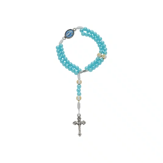 Kit Terço de Pulso de Nossa Senhora das Graças Azul Claro - 3Un