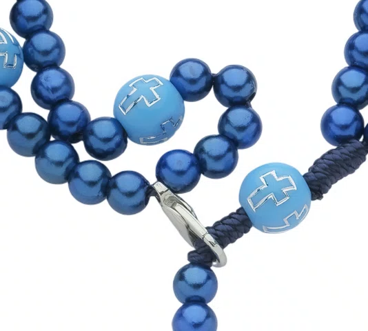 Kit Terço de Pulso de Nossa Senhora das Graças Azul Marinho - 3Un