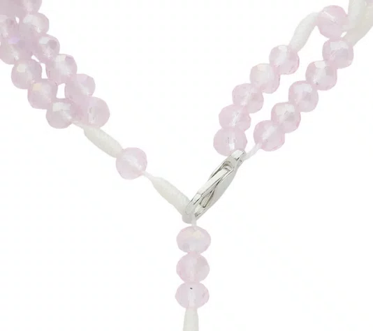 Kit Terço de Pulso de Santa Teresinha e Contas Cristal Rosa Bebê - 2Un