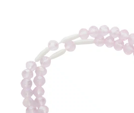 Kit Terço de Pulso de Santa Teresinha e Contas Cristal Rosa Bebê - 2Un