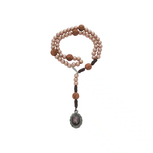 Kit Terço de Pulso de São Miguel Arcanjo em Contas Rose Gold - 3un