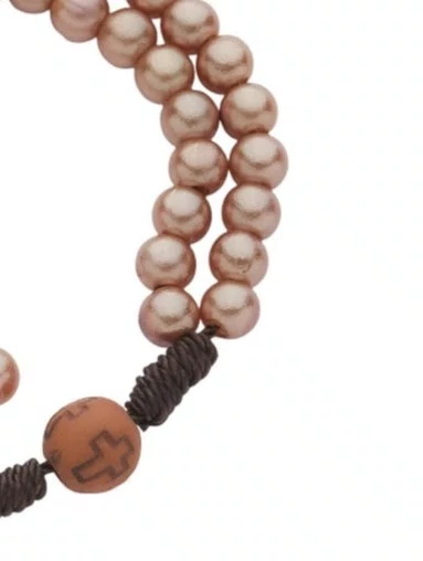 Kit Terço de Pulso de São Miguel Arcanjo em Contas Rose Gold - 3un