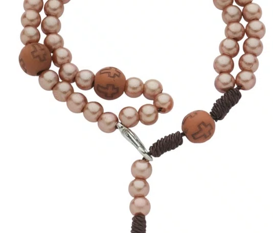 Kit Terço de Pulso de São Miguel Arcanjo em Contas Rose Gold - 3un