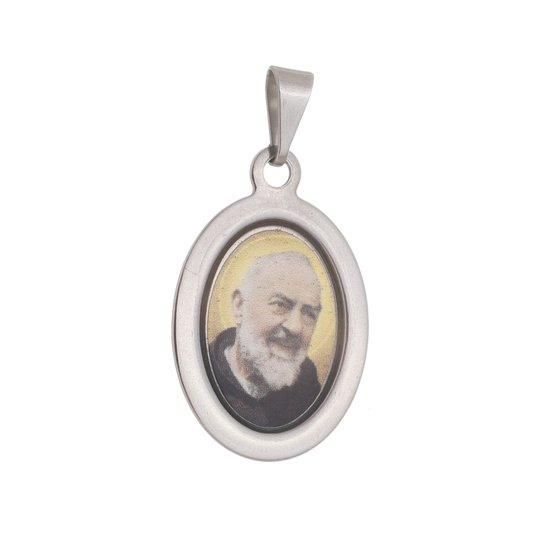 Kit com Medalhas de São Padre Pio de Pietrelcina em Inox - 3Un