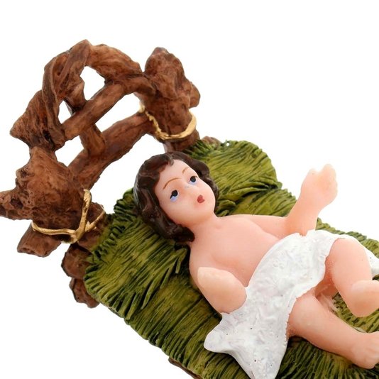Menino Jesus Na Manjedoura de Resina - 09cm