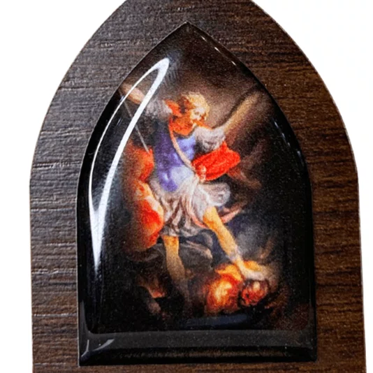 Mini Capela de São Miguel Arcanjo em MDF - Marrom Escuro