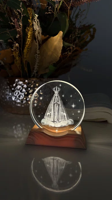 Luminária Led Nossa Senhora Aparecida em Vidro