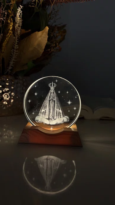 Luminária Led Nossa Senhora Aparecida em Vidro