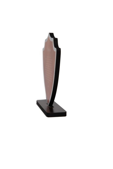 Pedestal do Escudo de São Miguel Arcanjo em MDF - Marrom Escuro