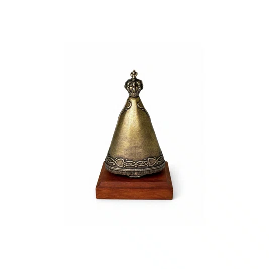 Pedestal Nossa Senhora Aparecida Metal Ouro Velho 9,5cm