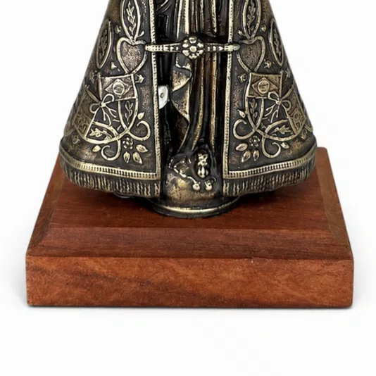 Pedestal Nossa Senhora Aparecida Metal Ouro Velho 9,5cm