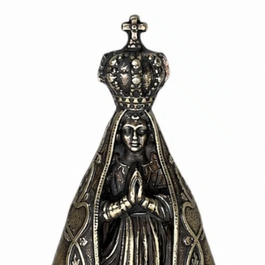 Pedestal Nossa Senhora Aparecida Metal Ouro Velho 9,5cm