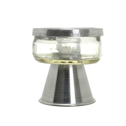 Castiçal/Suporte para Vela Palito de Vidro com Base em Metal - Prata
