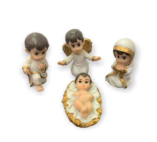 Presépio Infantil Branco e Dourado - 05cm