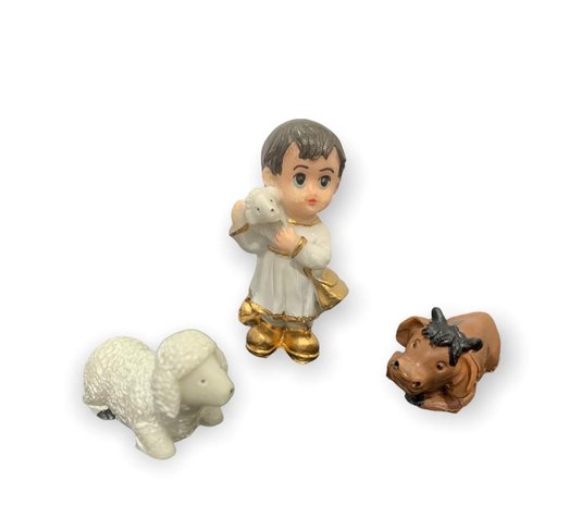 Presépio Infantil Branco e Dourado - 05cm