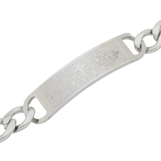 Pulseira Bracelete Pai Nosso de Aço Inox