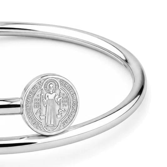Pulseira Bracelete São Bento Duplo Aço Inox