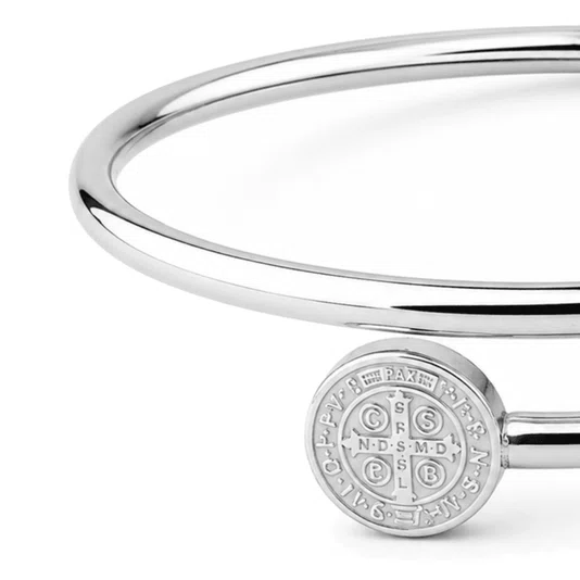 Pulseira Bracelete São Bento Duplo Aço Inox