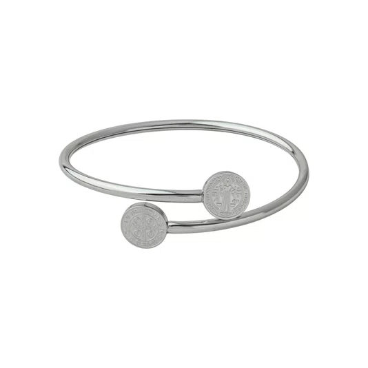 Pulseira Bracelete São Bento Duplo Aço Inox