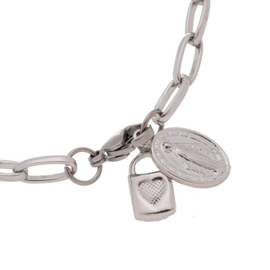 Cadeia de Consagração com Medalha de Nossa Senhora das Graças em Inox - P