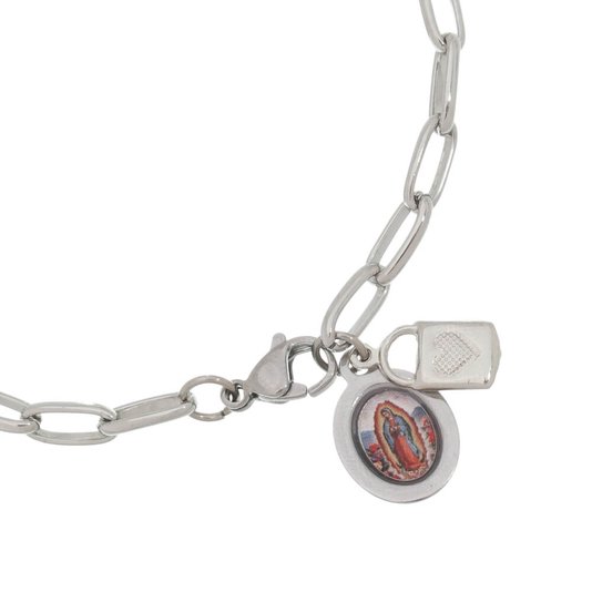 Cadeia de Consagração com Medalha de Nossa Senhora de Guadalupe em Inox