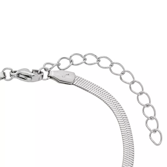 Pulseira com Entremeio de Crucifixo em Inox Prata