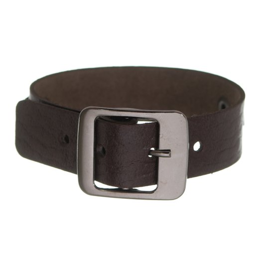 Pulseira Cruz Vazada em Couro Legítimo - Marrom