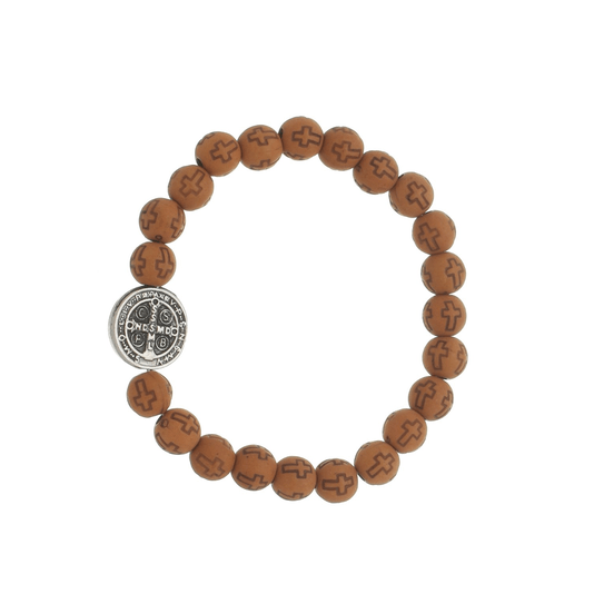 Pulseira da Medalha de São Bento com Contas Cruz Marrom - 3un