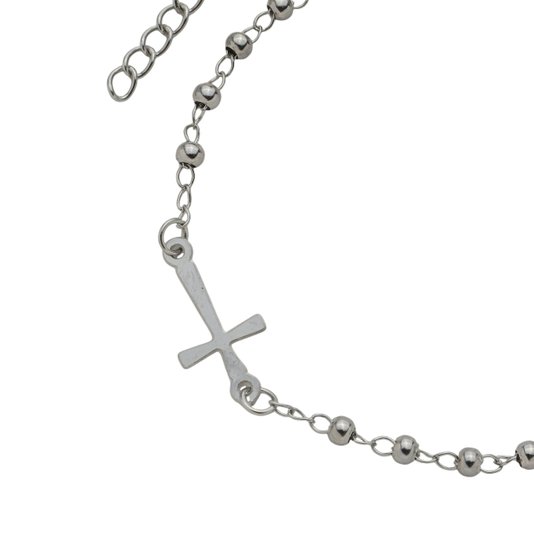 Pulseira da Medalha de São Bento com Contas em Inox - Prata
