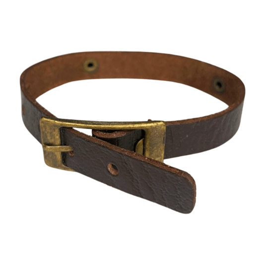 Pulseira de Couro Jesus Fina - Marrom