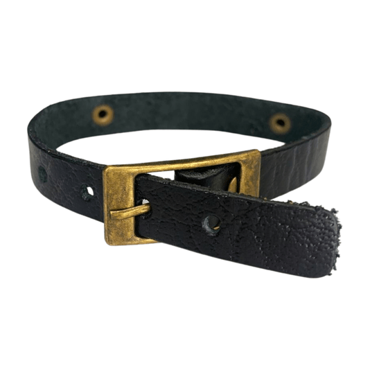 Pulseira de Couro Jesus Fina - Preta