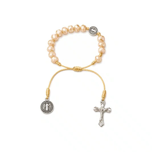 Pulseira de Cristal com Passante Níquel São Bento Doce de Leite