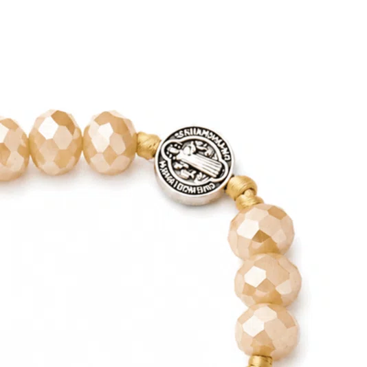 Pulseira de Cristal com Passante Níquel São Bento Doce de Leite
