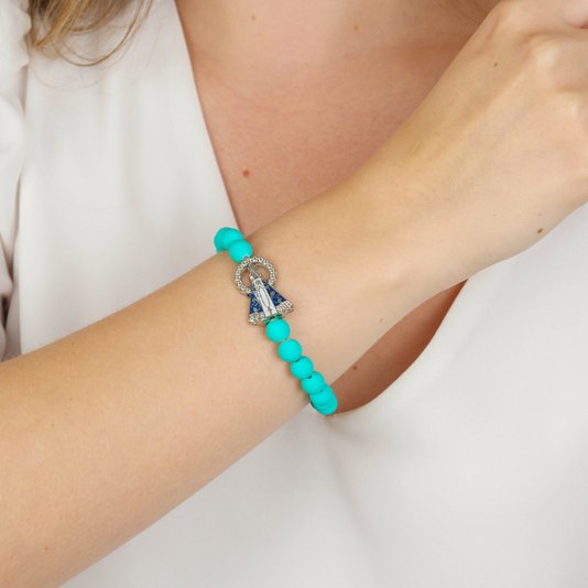 Pulseira de Nossa Senhora Aparecida com Conta Verde - 2Un