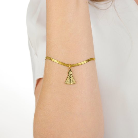 Pulseira de Nossa Senhora Aparecida Gravado a Laser em Inox - Dourado