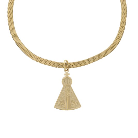 Pulseira de Nossa Senhora Aparecida Gravado a Laser em Inox - Dourado