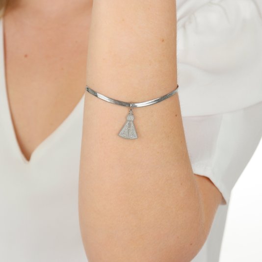 Pulseira de Nossa Senhora Aparecida Gravado a Laser em Inox - Prata