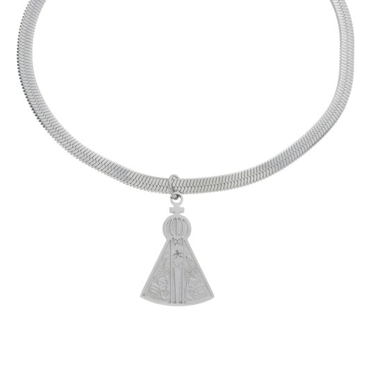 Pulseira de Nossa Senhora Aparecida Gravado a Laser em Inox - Prata