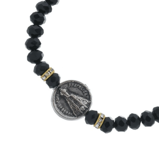 Kit Pulseira de Nossa Senhora Aparecida Preta com Strass - 3Un
