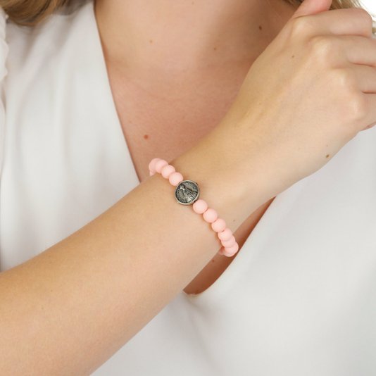 Pulseira de Nossa Senhora Aparecida Rosa de Elástico - 3Un