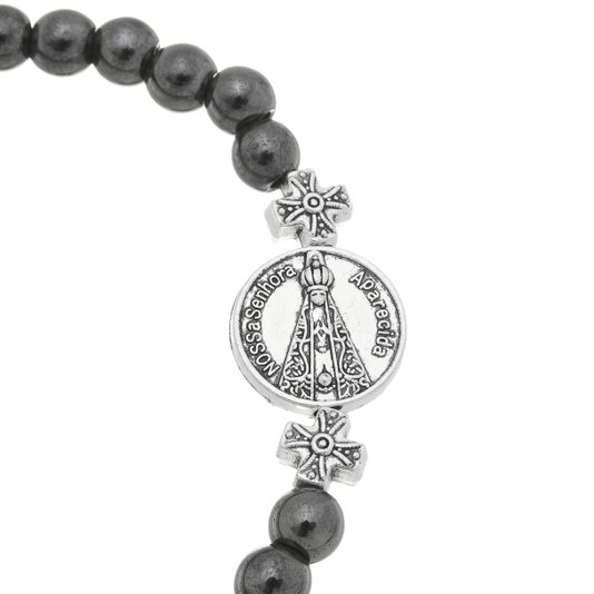 Pulseira de Nossa Senhora Aparecida em Hematita