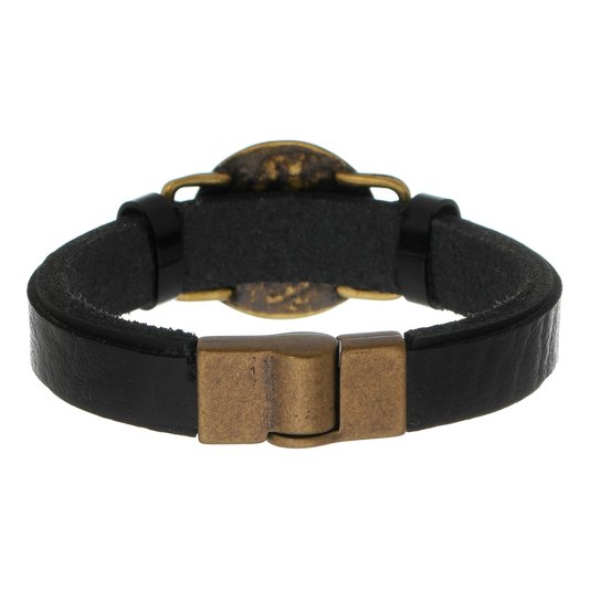 Pulseira de São Bento em Couro Preto Legítimo com Fecho de Imã