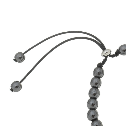 Pulseira com Medalha de São Bento e Contas em Hematita - Prata