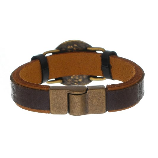 Pulseira de São Bento em Couro Marrom Legítimo com Fecho de Imã