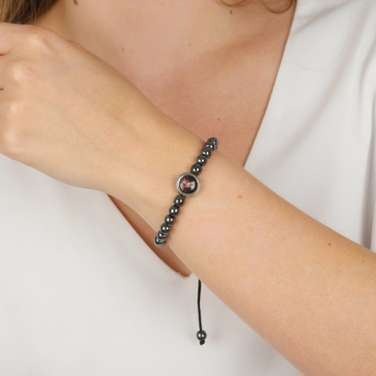 Pulseira de São Miguel Arcanjo com Cordão Regulável - Hematita