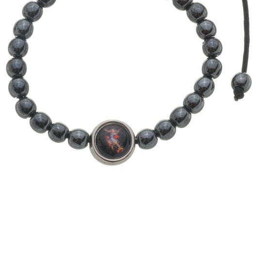 Pulseira de São Miguel Arcanjo com Cordão Regulável - Hematita