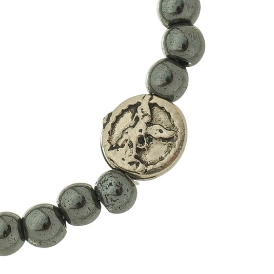 Kit Pulseira com Medalha de São Miguel Arcanjo e Elástico Hematita - 2Un