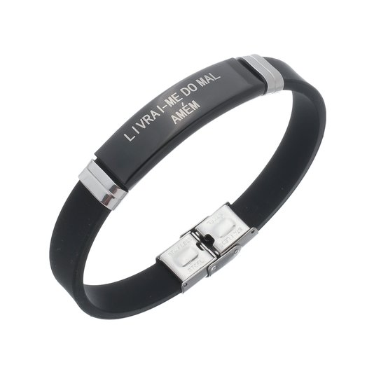 Pulseira de Silicone - Livrai-me do Mal - Preta