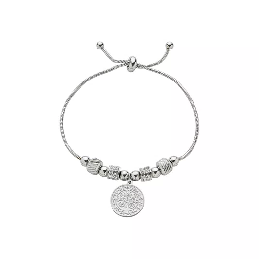 Pulseira em Inox com Berloques e Pingente da Medalha de São Bento